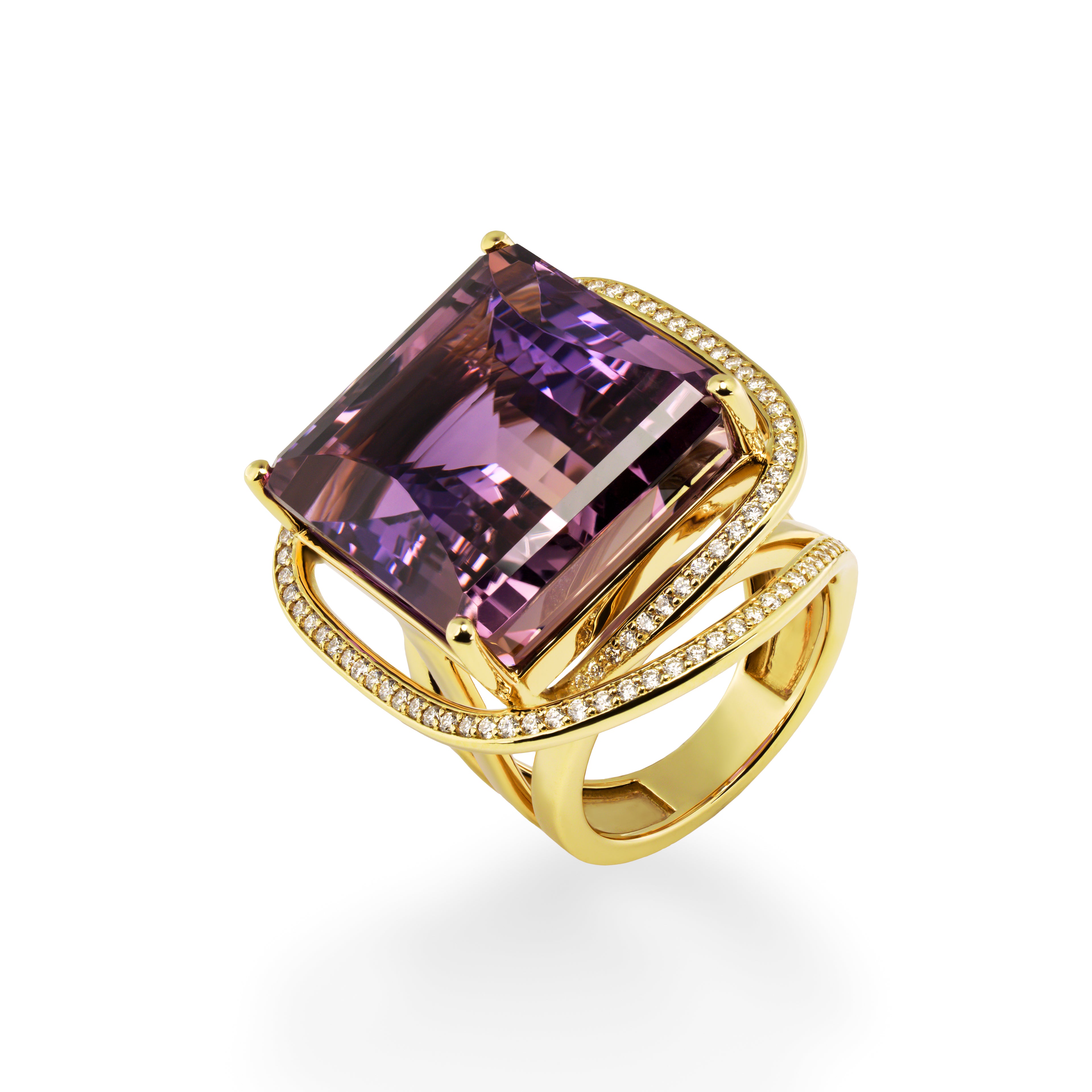 38.48ct Ametrine Ring with Diamond Halo