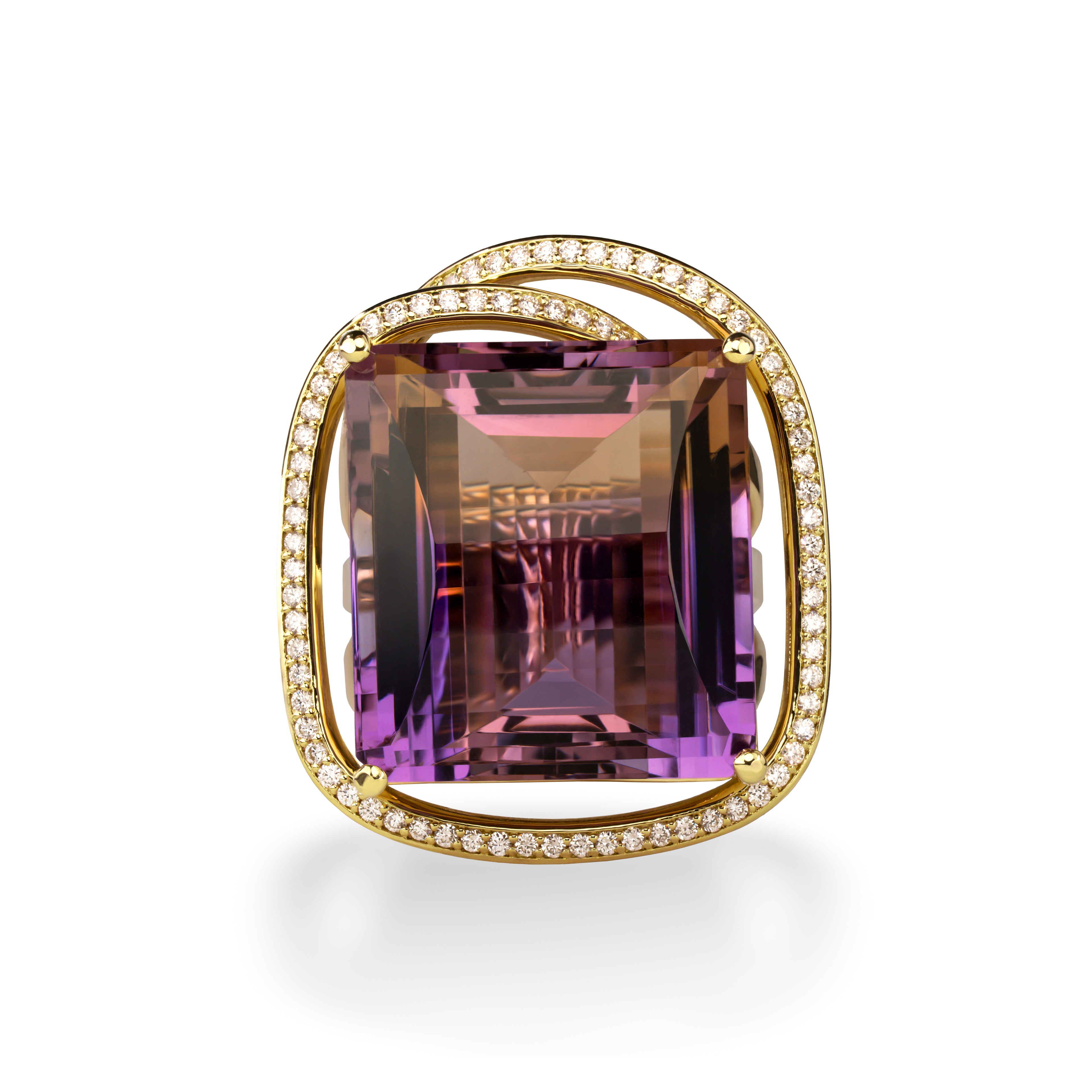 38.48ct Ametrine Ring with Diamond Halo