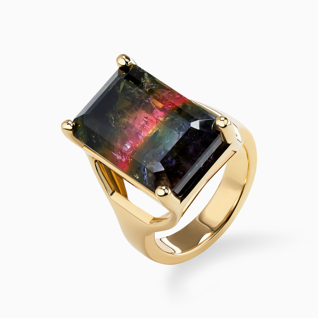 19.56ct Tricolor Tourmaline Ring