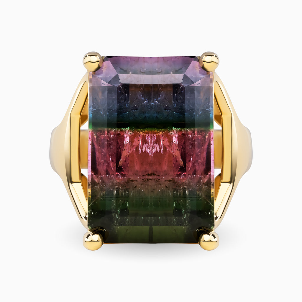 19.56ct Tricolor Tourmaline Ring