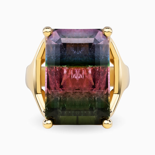 19.56ct Tricolor Tourmaline Ring