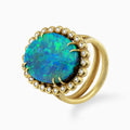 Large Australian Opal Cocktail Ring with Diamonds