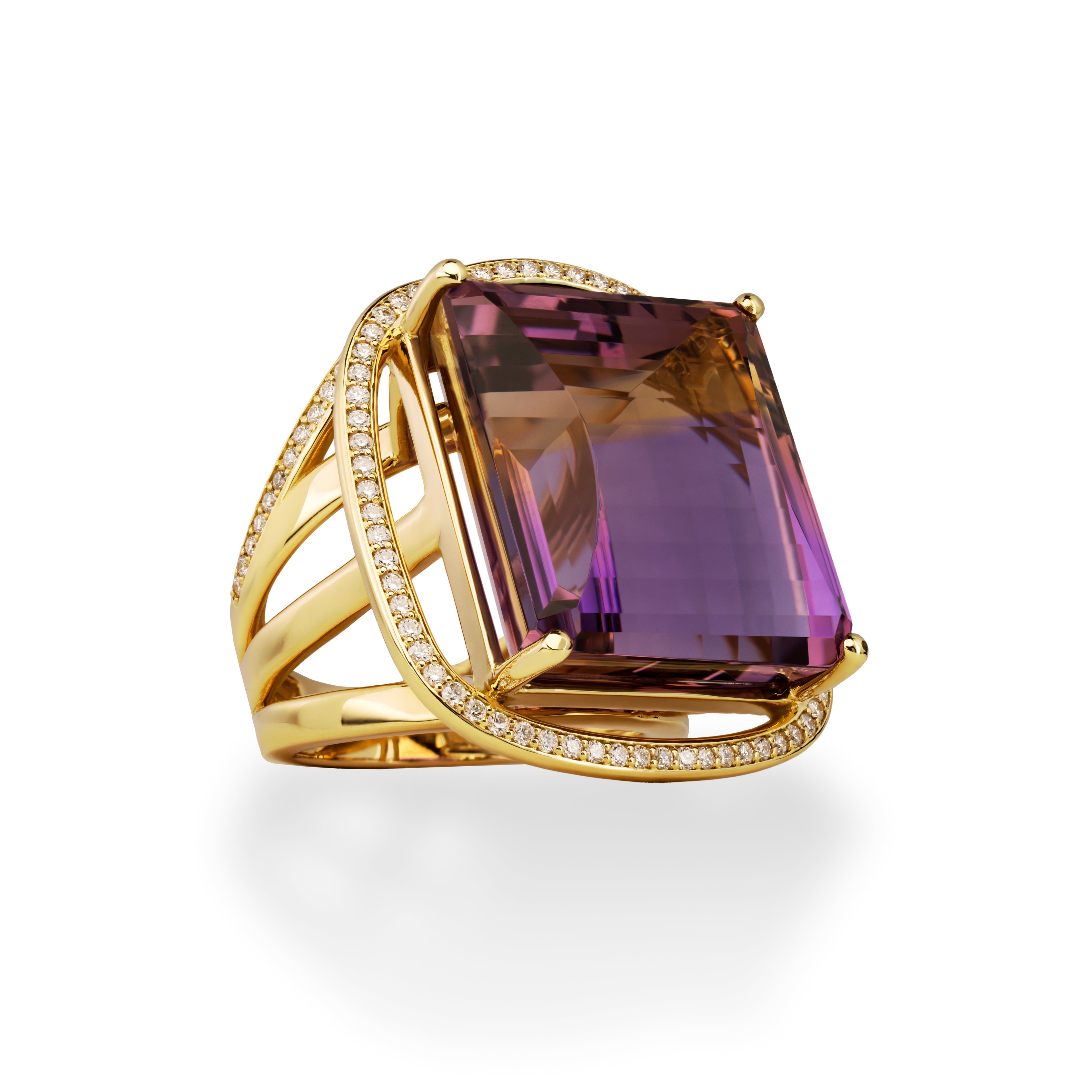 38.48ct Ametrine Ring with Diamond Halo