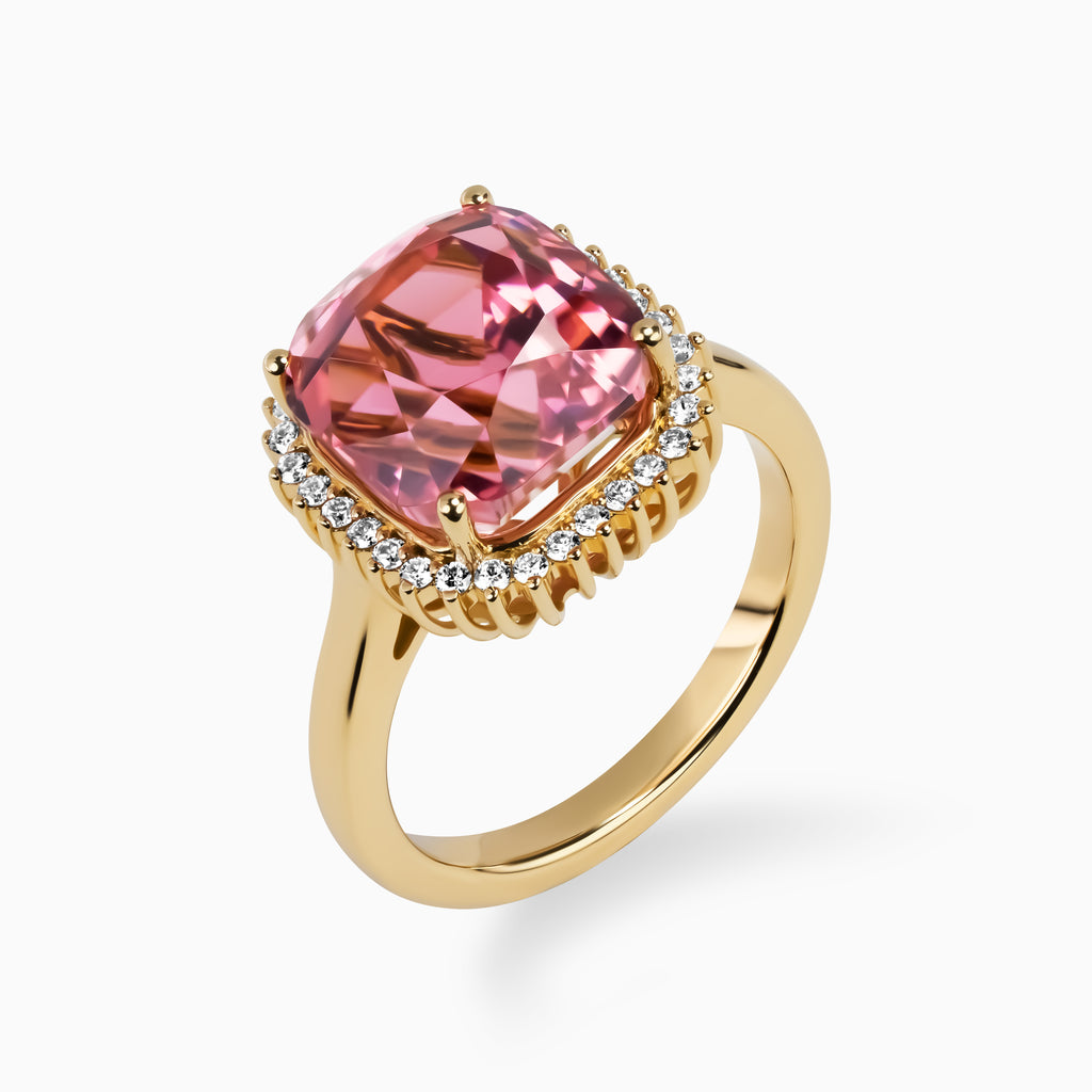 6.52ct Pink Tourmaline Ring with Diamonds