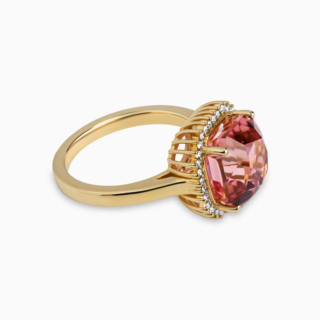 6.52ct Pink Tourmaline Ring with Diamonds