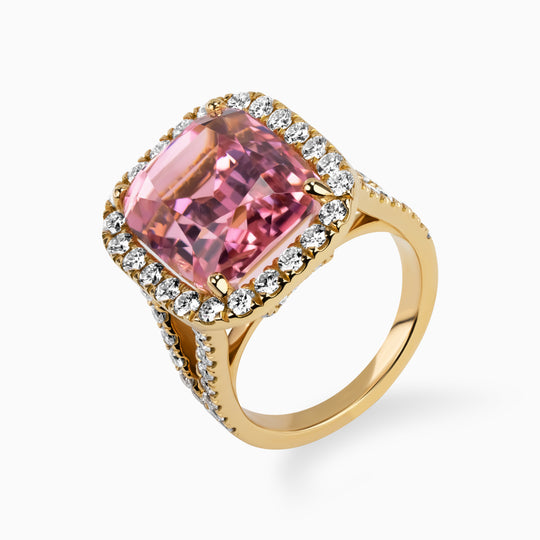 13.10ct Pink Tourmaline Ring with Diamonds