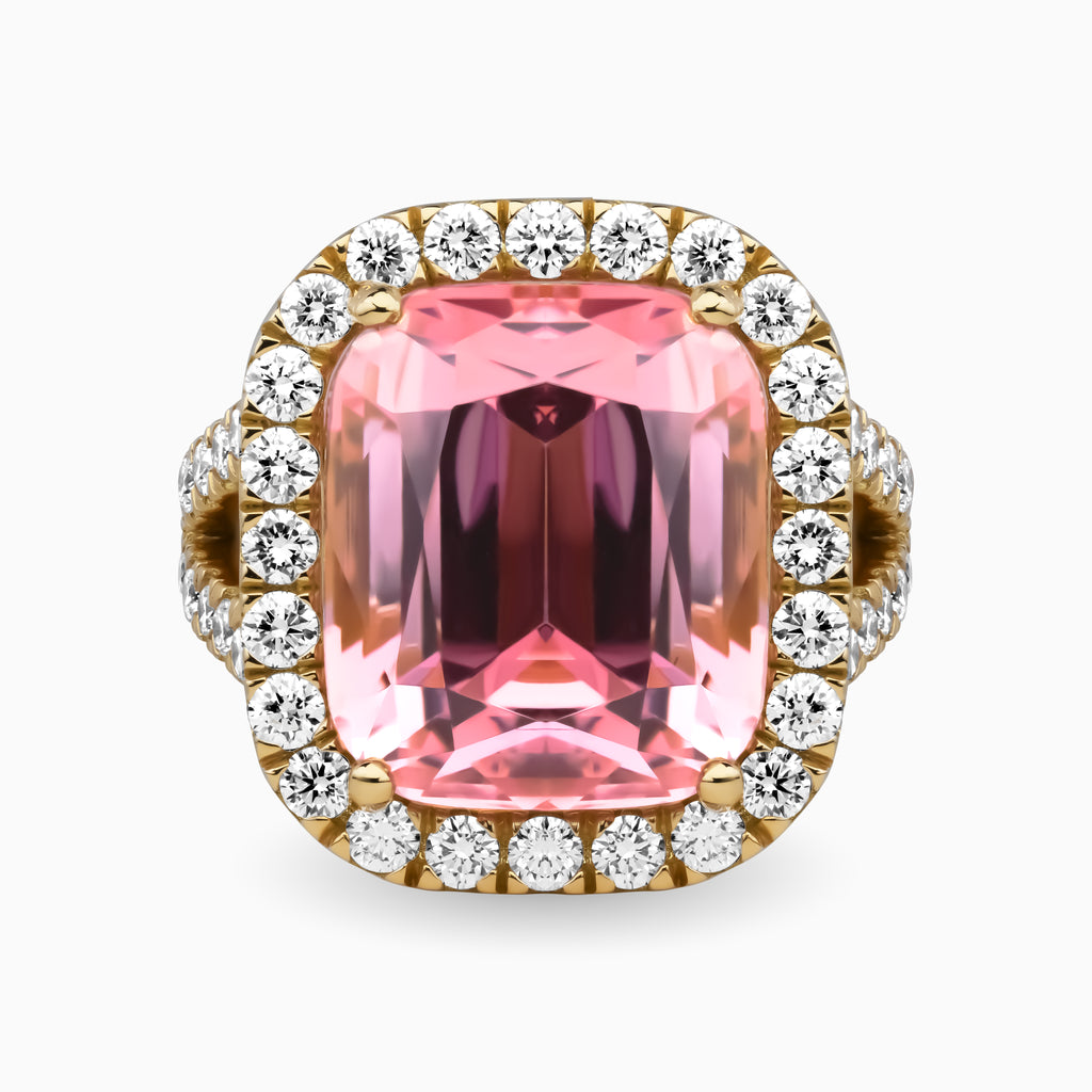 13.10ct Pink Tourmaline Ring with Diamonds