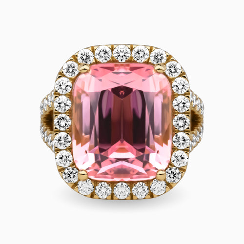 13.10ct Pink Tourmaline Ring with Diamonds