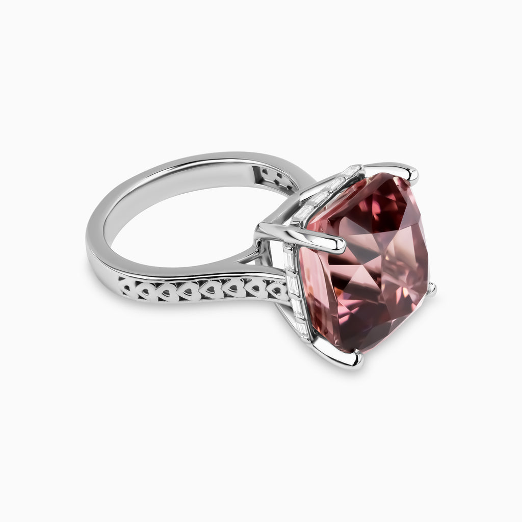15.57ct Pink Tourmaline Ring with Diamonds