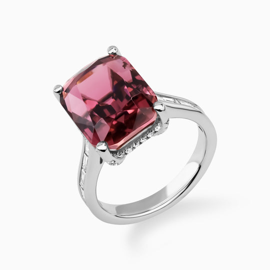 10.26ct Pink Tourmaline Ring with Diamonds