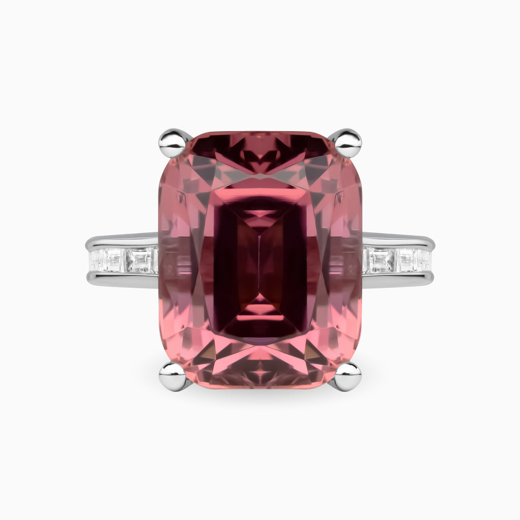 10.26ct Pink Tourmaline Ring with Diamonds