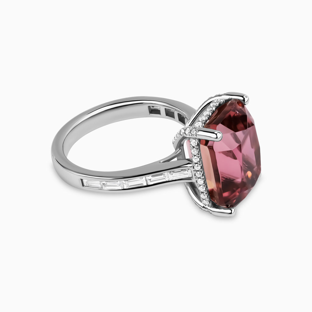10.26ct Pink Tourmaline Ring with Diamonds