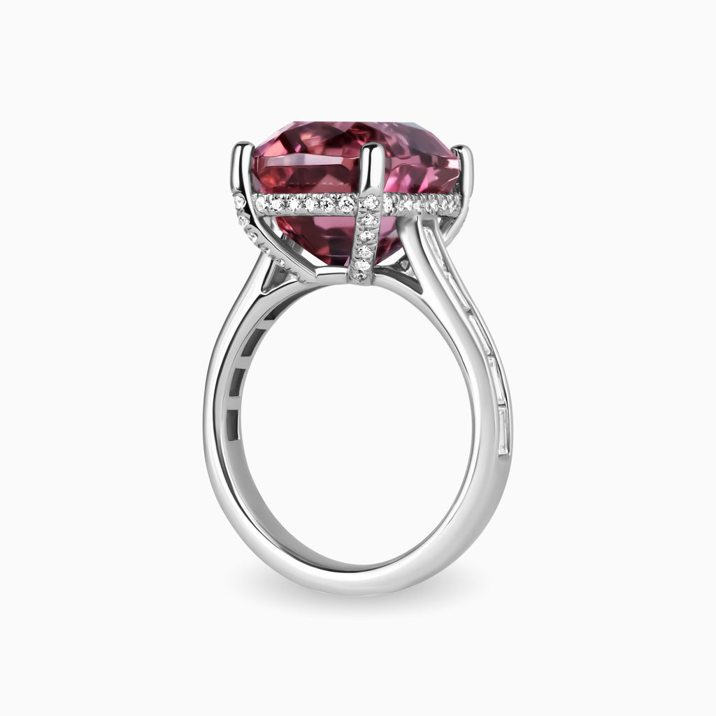 10.26ct Pink Tourmaline Ring with Diamonds