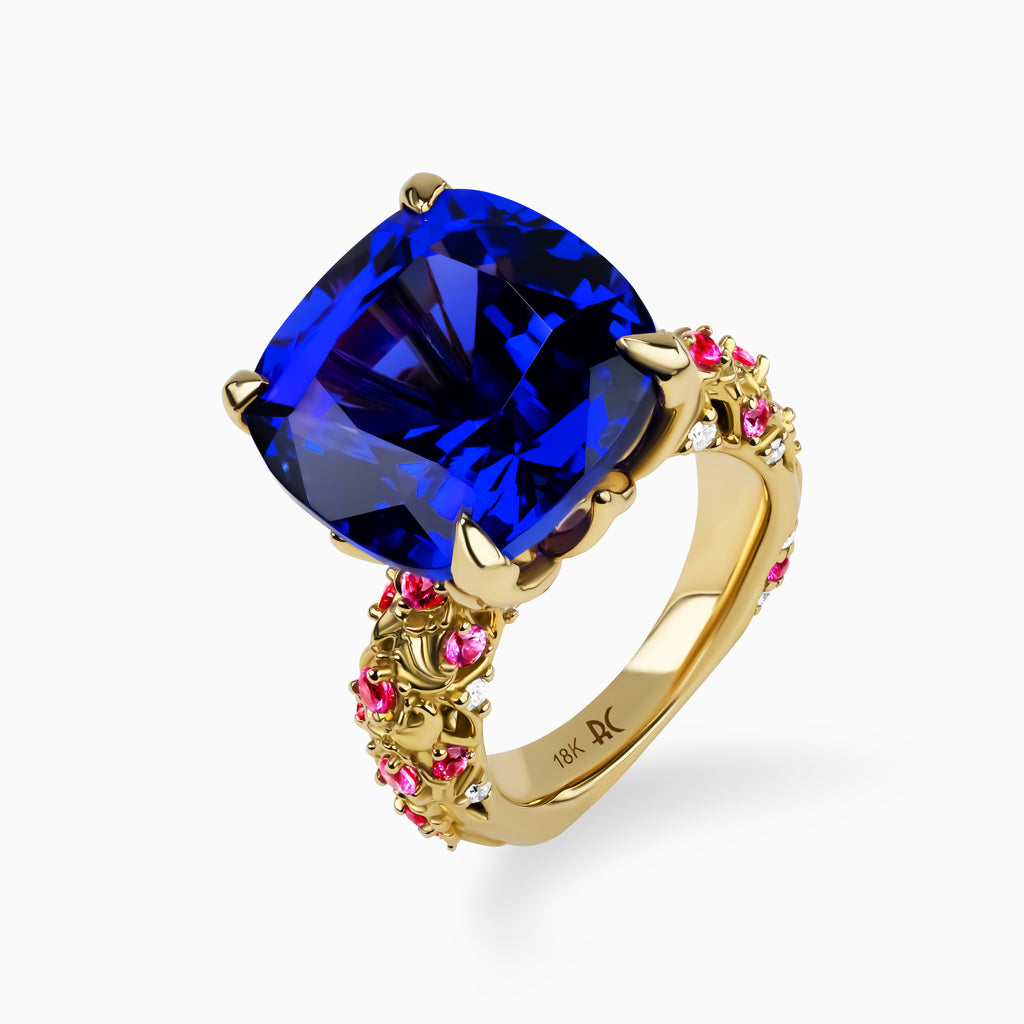 Tanzanite Flower Garden Ring