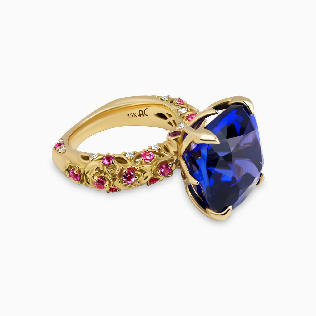 Tanzanite Flower Garden Ring
