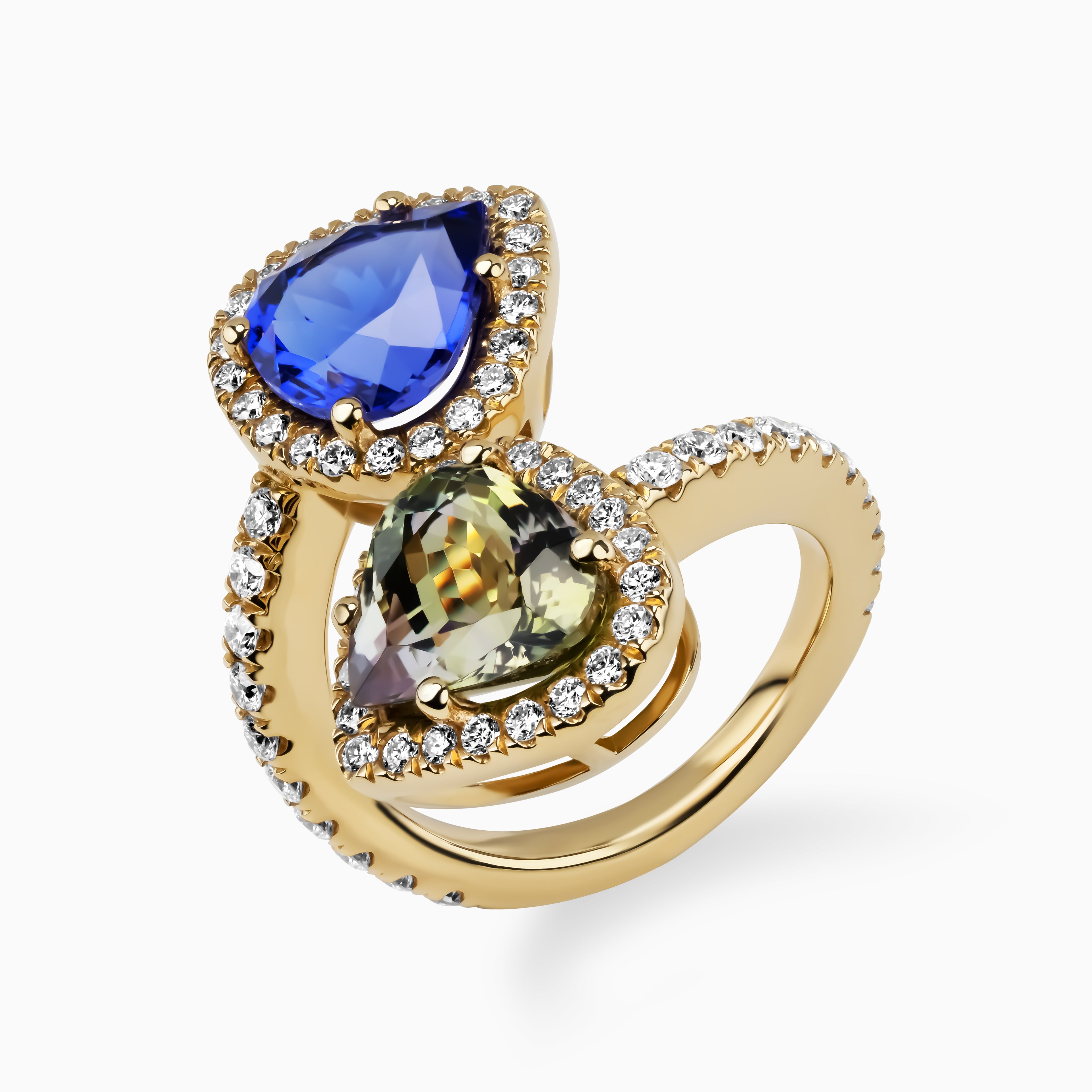 7.62ct Tanzanite Toi et Moi Ring with Diamonds