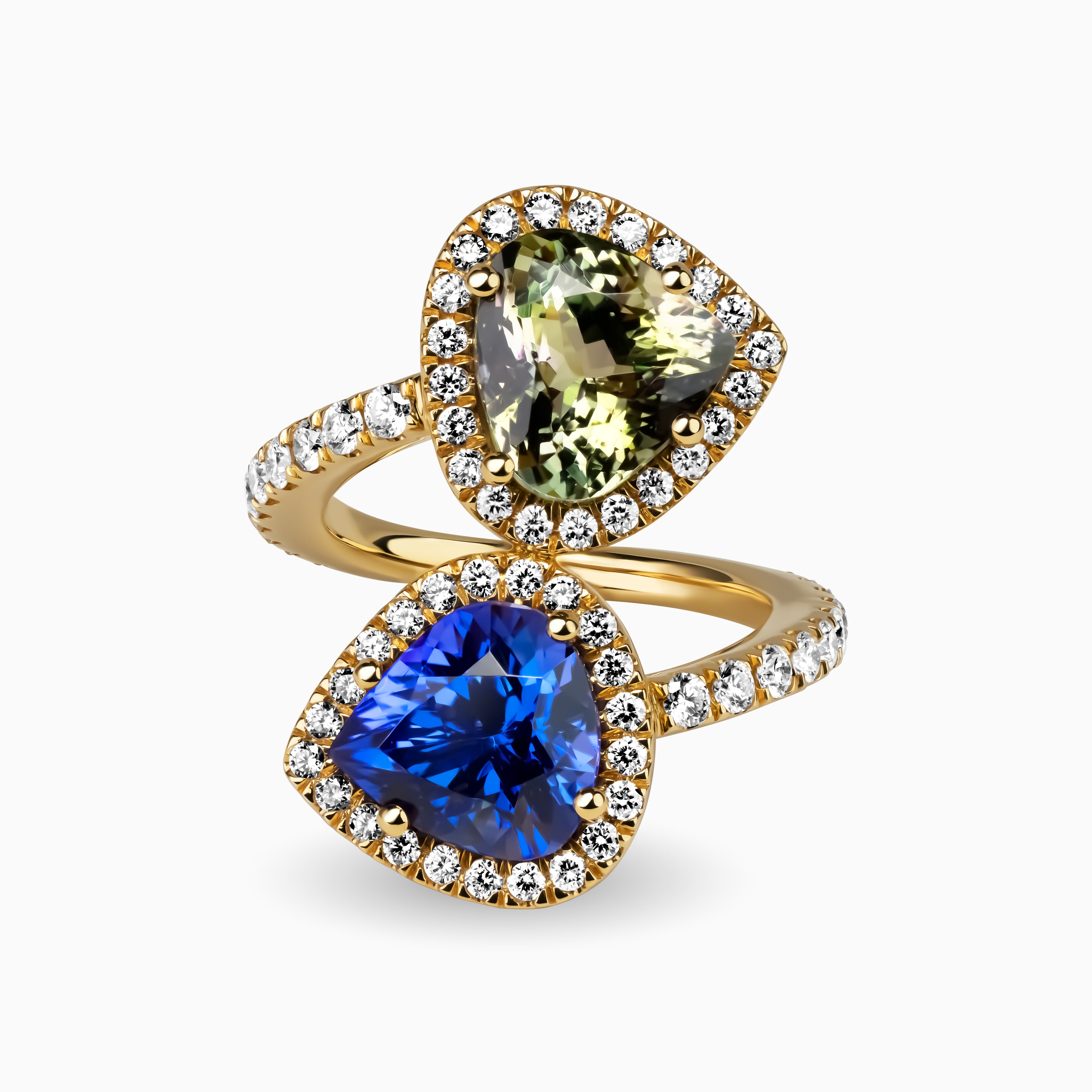 7.62ct Tanzanite Toi et Moi Ring with Diamonds