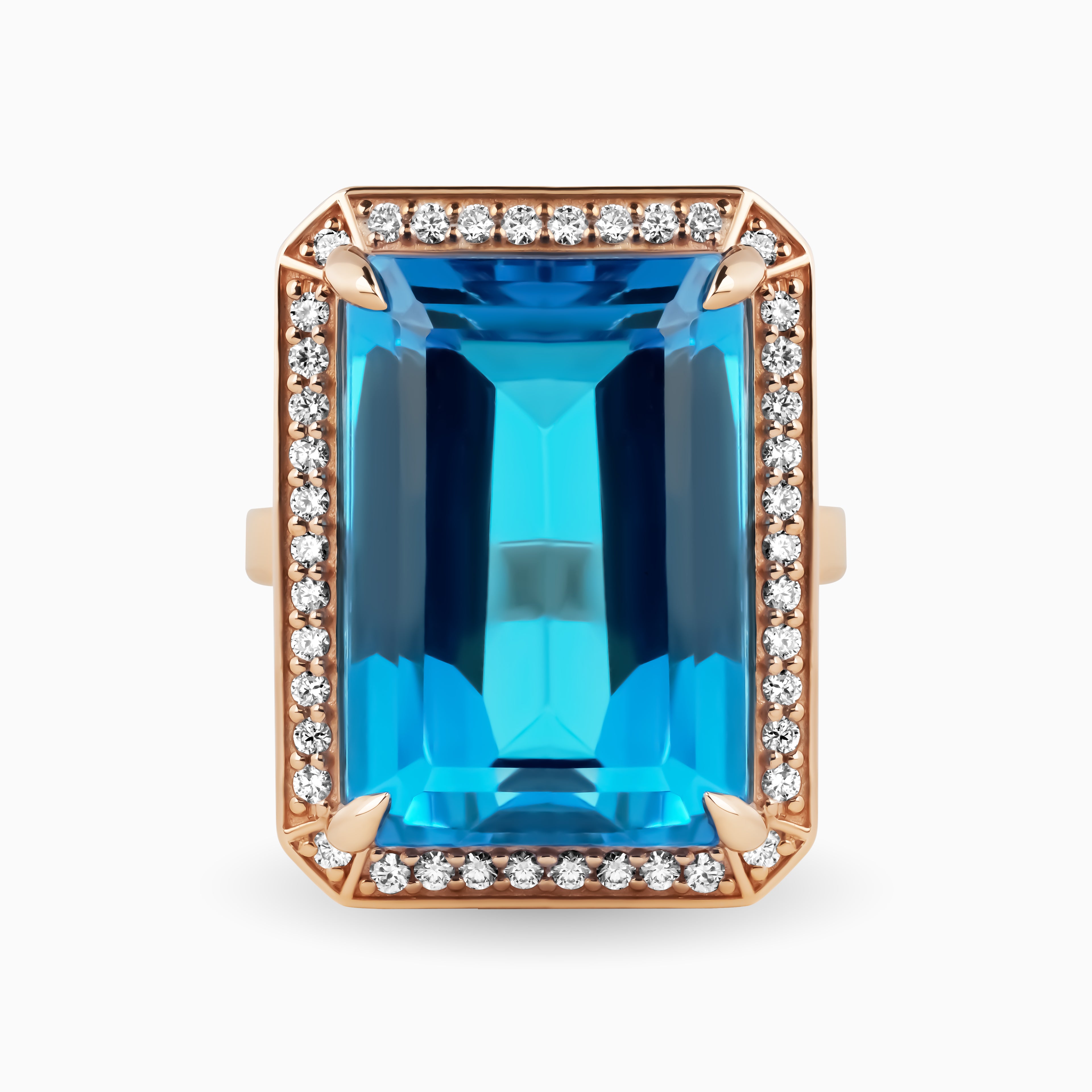 26.05 Blue Topaz Ring wtih Diamond Halo