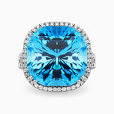 17.70ct Blue Topaz Ring with Diamonds