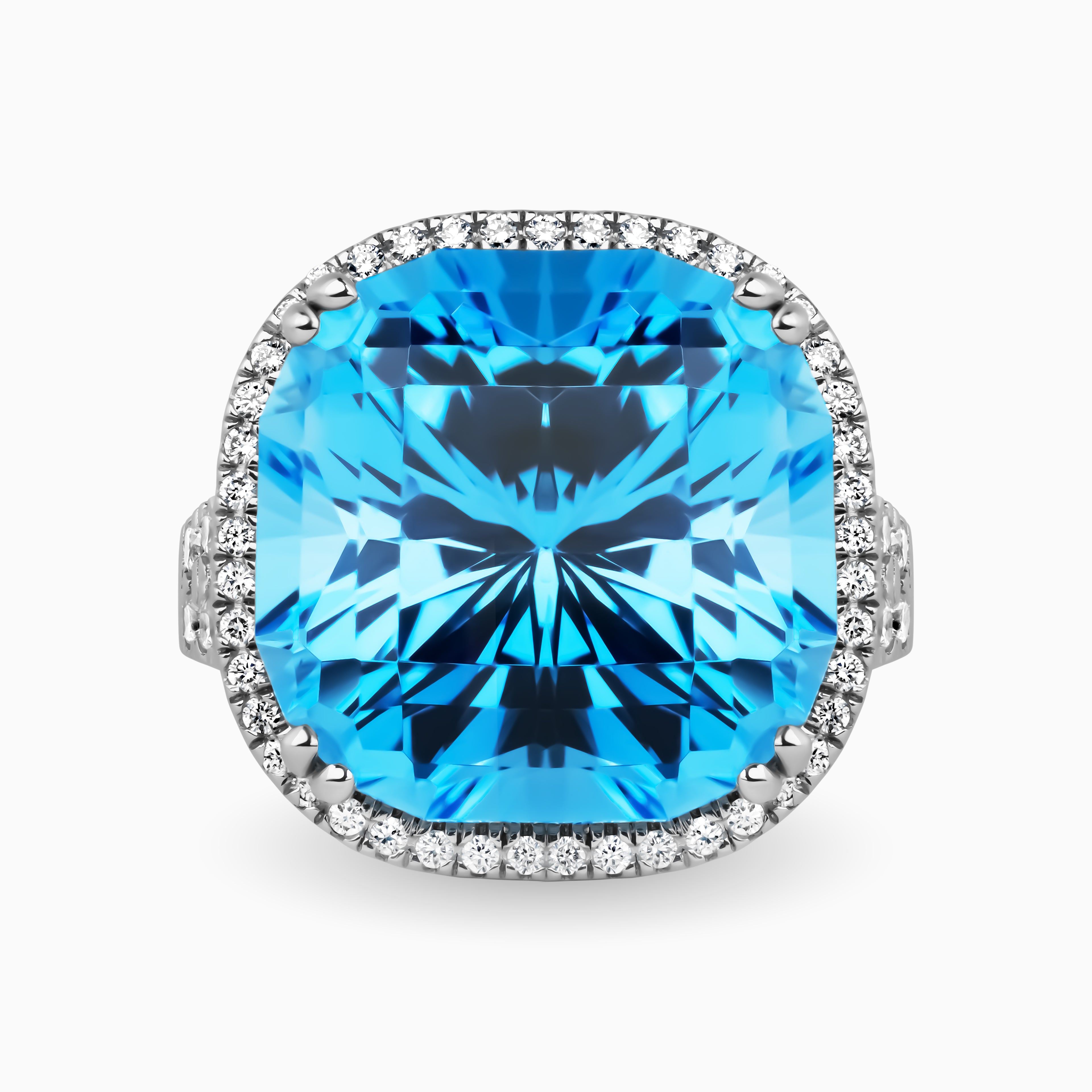 17.70ct Blue Topaz Ring with Diamonds