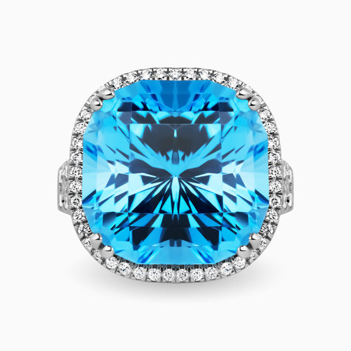 17.70ct Blue Topaz Ring with Diamonds