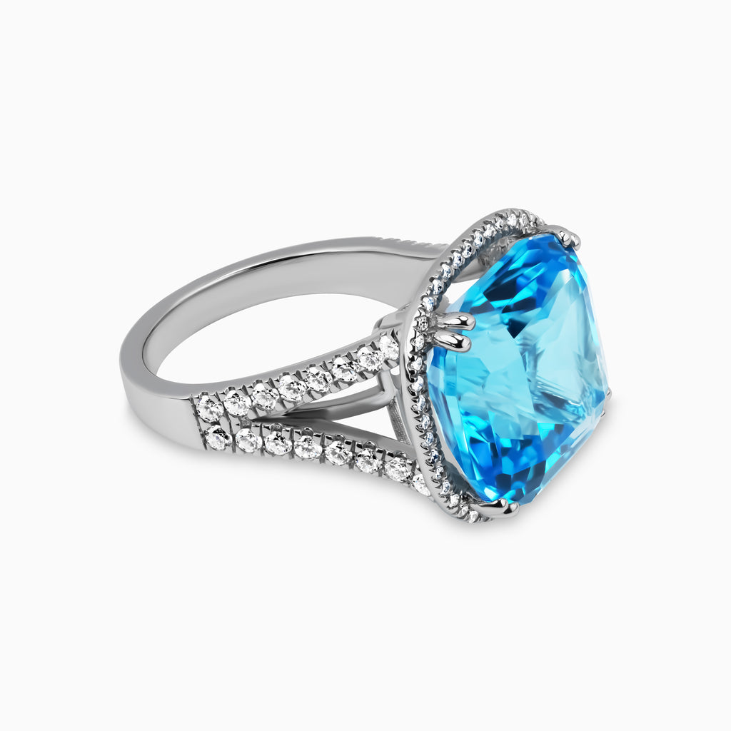 17.70ct Blue Topaz Ring with Diamonds