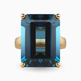 22.42ct London Blue Topaz Ring in 18K Brushed Gold