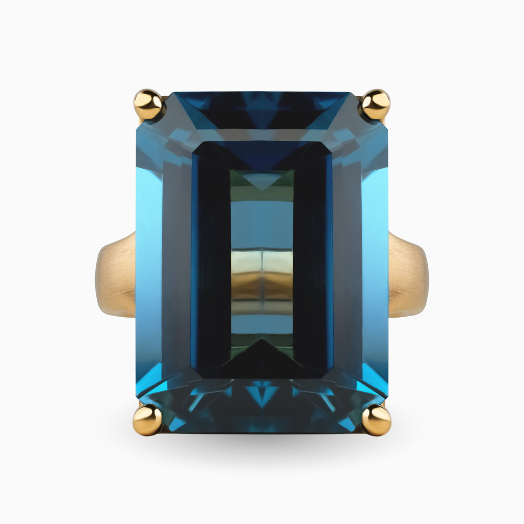 22.42ct London Blue Topaz Ring in 18K Brushed Gold