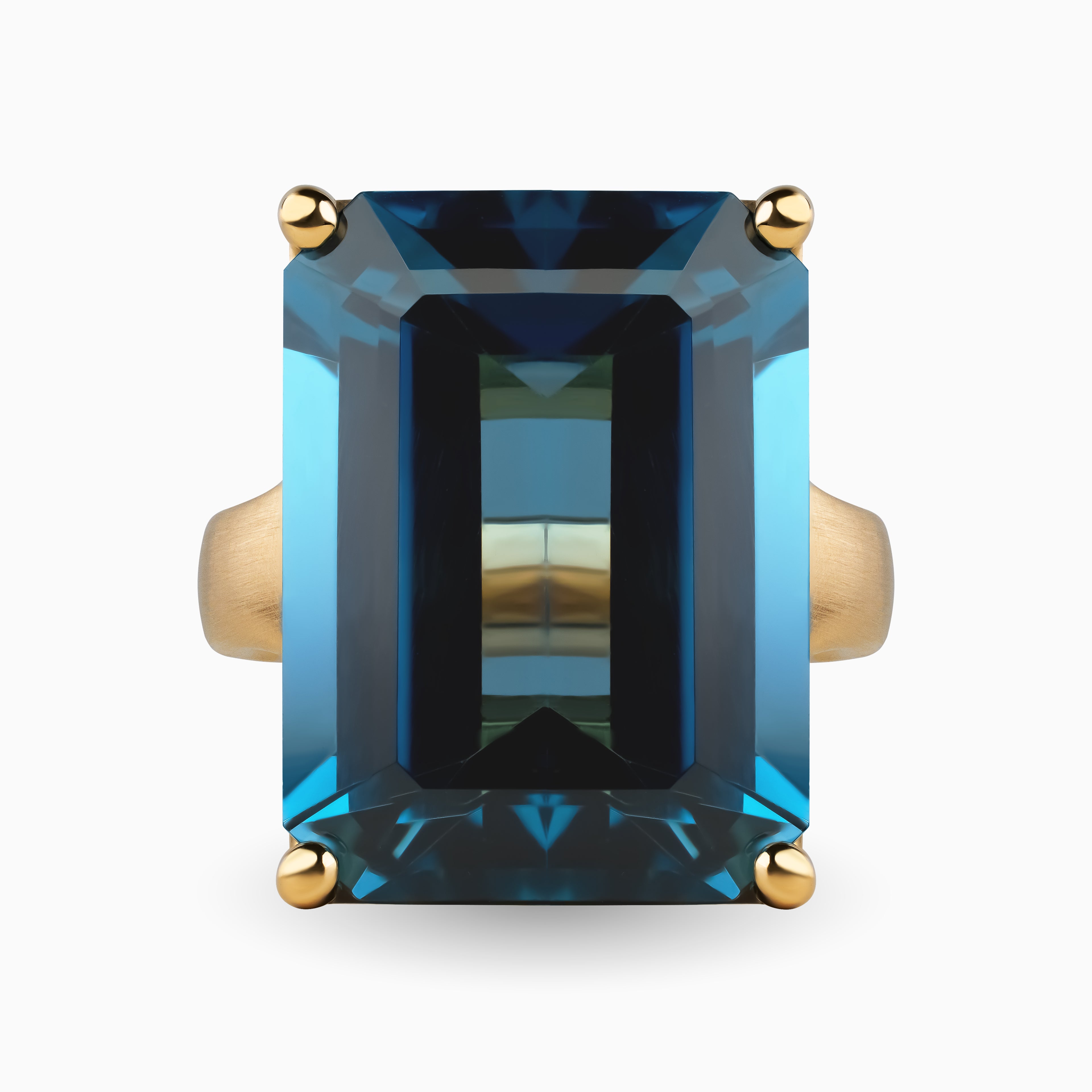 22.42ct London Blue Topaz Ring in 18K Brushed Gold