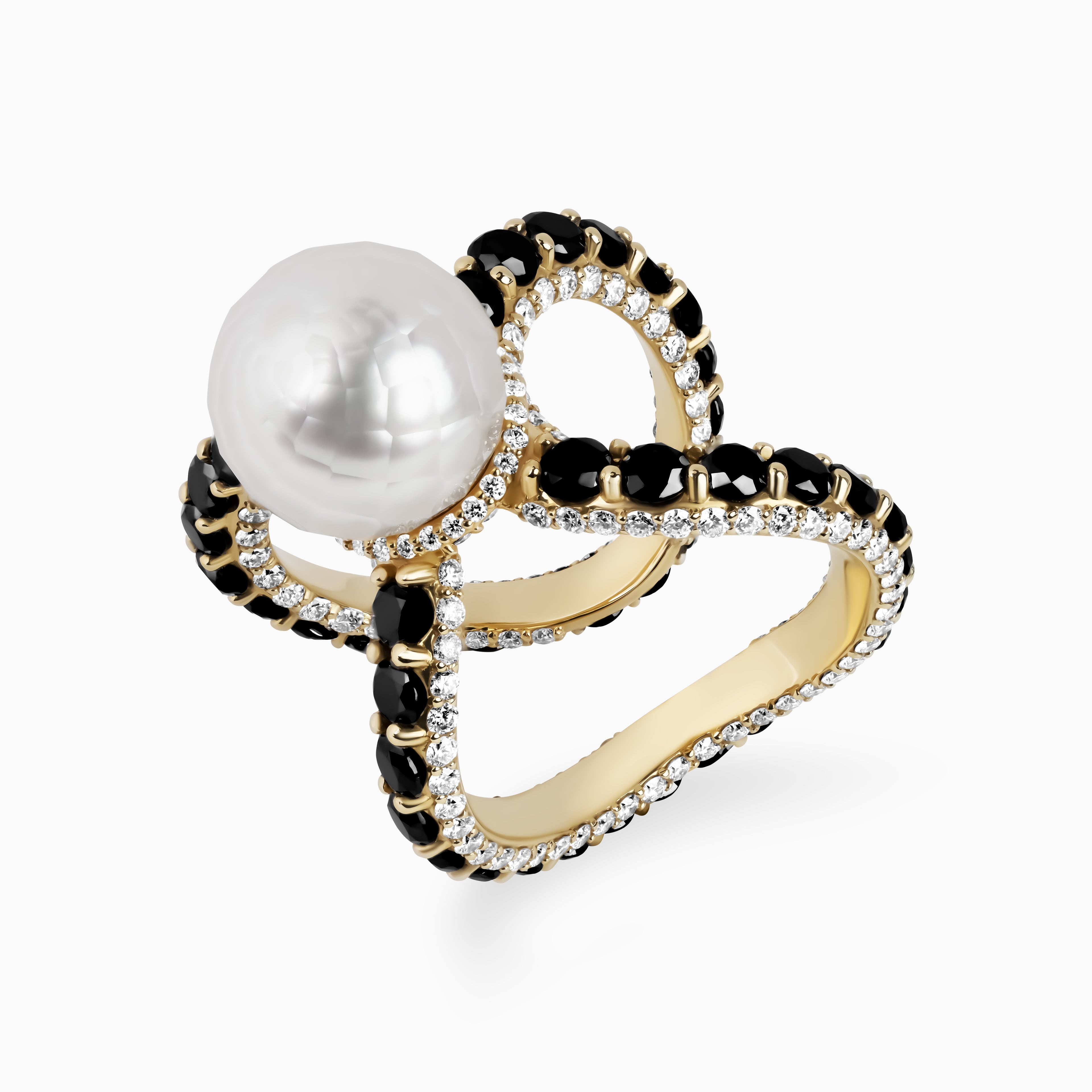 Mitsuki Ring with White South Seas Faceted Pearl