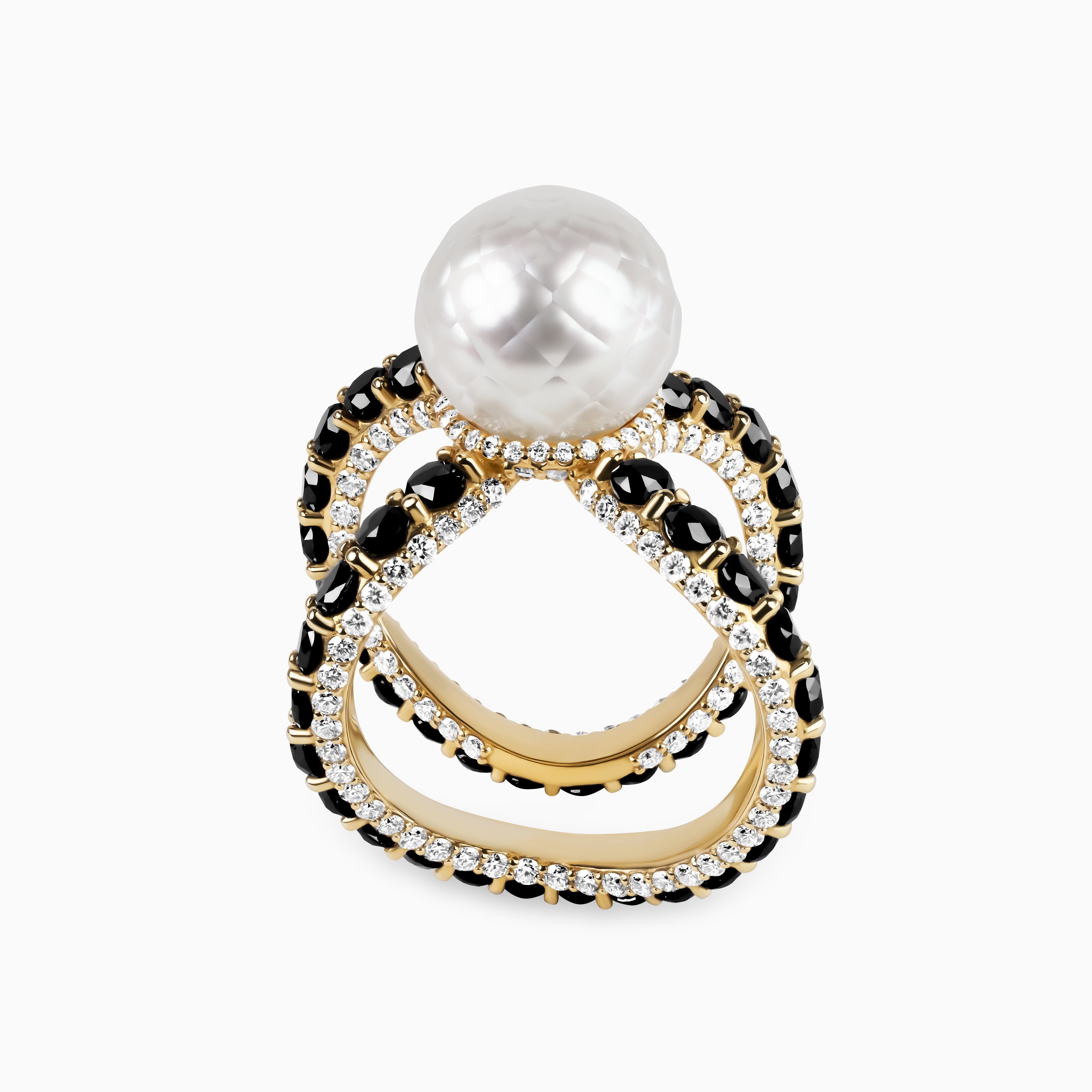 Mitsuki Ring with White South Seas Faceted Pearl