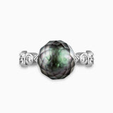 Bashira Faceted Pistachio Pearl Ring with Multi Shaped Diamonds