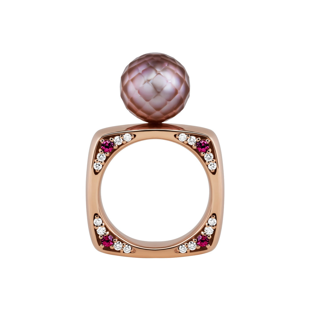 Mila Ring with Pink Edison Freshwater Faceted Pearl