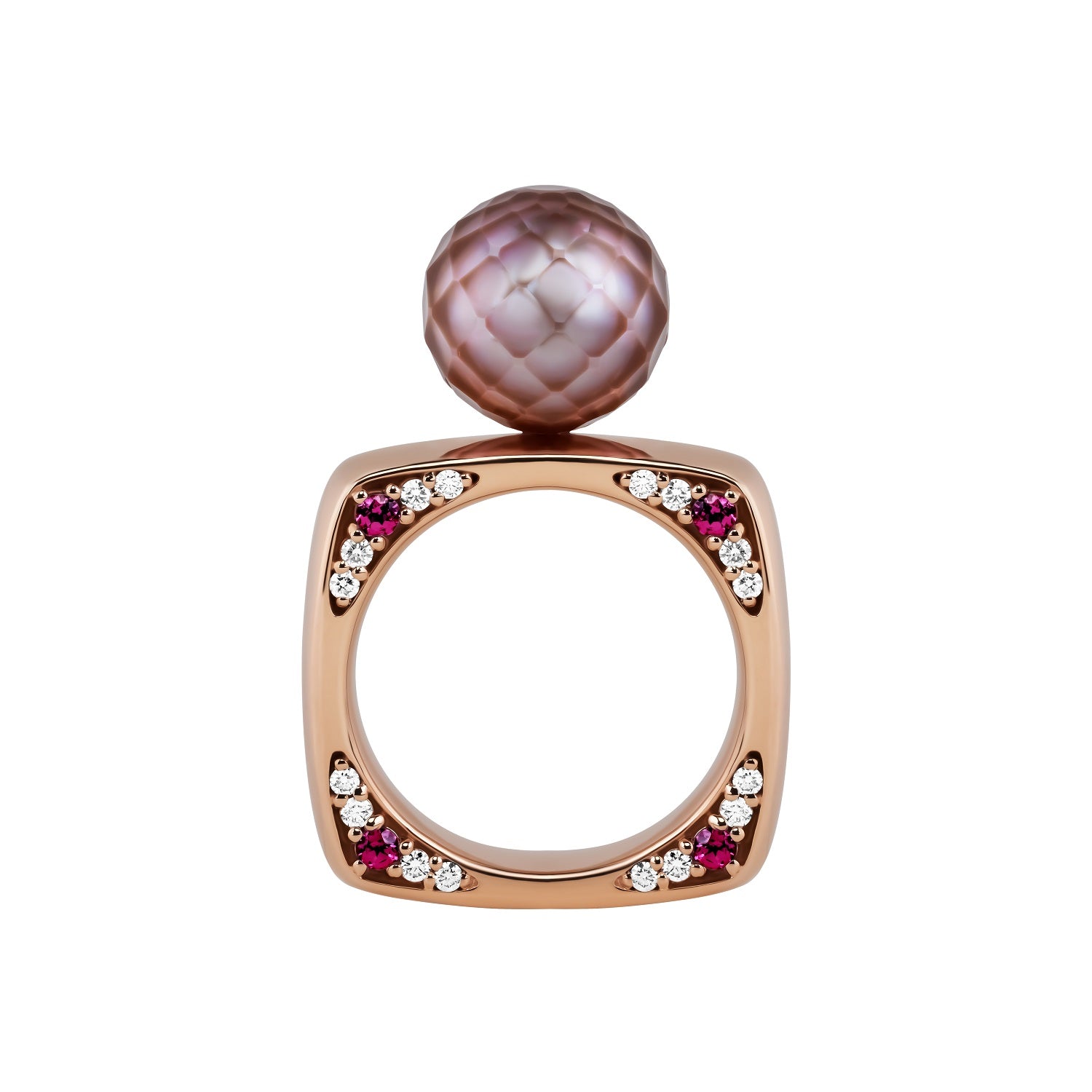 Mila Ring with Pink Edison Freshwater Faceted Pearl