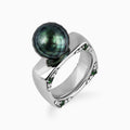 Mila Ring with Green Tahitian Fancy Faceted Pearl