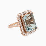 12.30ct Aquamarine Ring with Baguette Diamond Halo