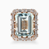 12.30ct Aquamarine Ring with Baguette Diamond Halo