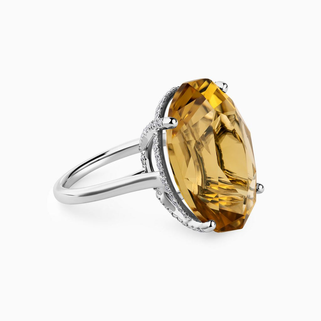 20.53ct Citrine Ring with Diamonds