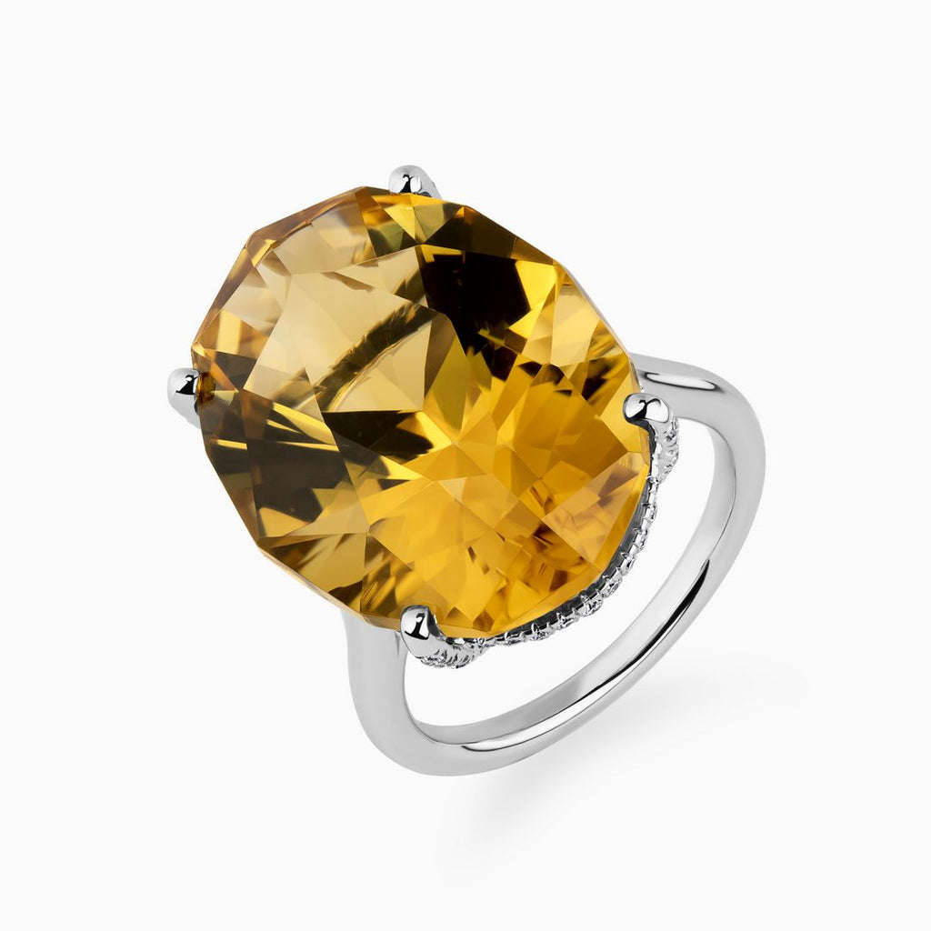 20.53ct Citrine Ring with Diamonds