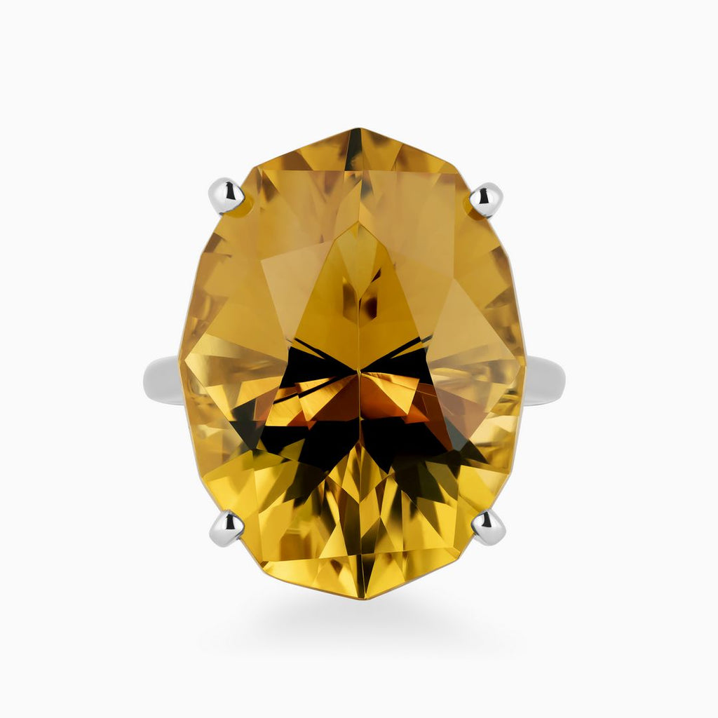 20.53ct Citrine Ring with Diamonds