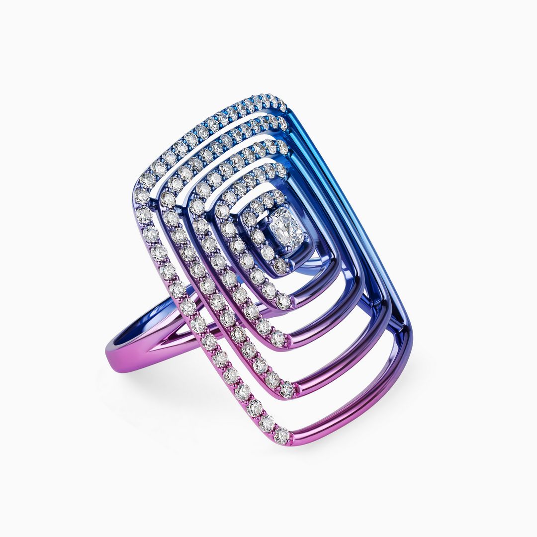 Aurora Concentric Squares Ring