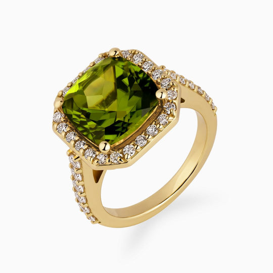 5.00ct Peridot Ring with Diamonds