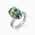 Pear Cuprian Ring with Multi Shaped Diamonds
