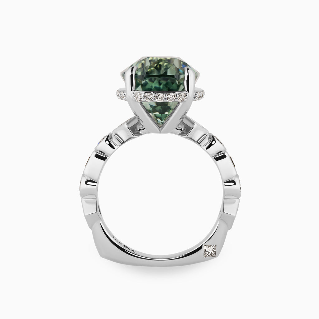 Pear Cuprian Ring with Multi Shaped Diamonds