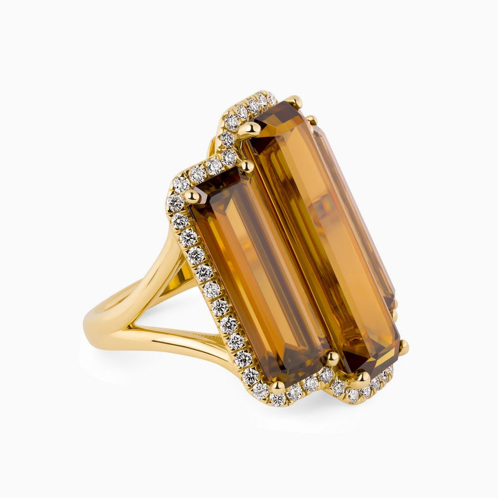 19.45ct Baguette Sphene Step Ring with Diamonds