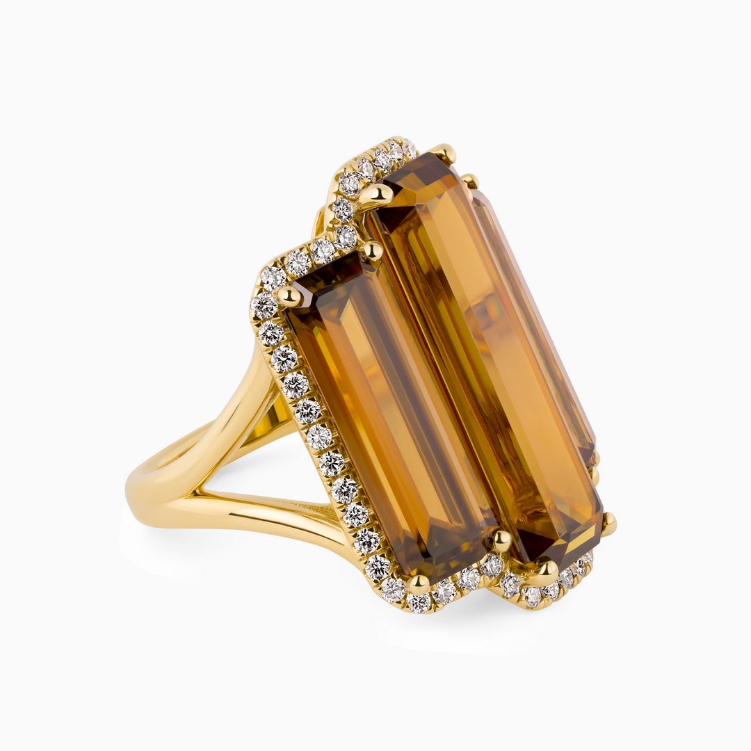 19.45ct Baguette Sphene Step Ring with Diamonds
