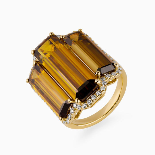 19.45ct Baguette Sphene Step Ring with Diamonds