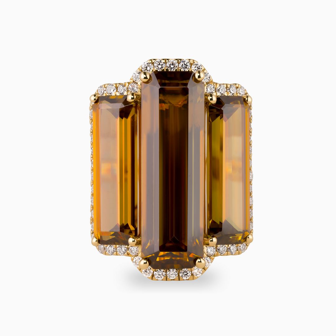 19.45ct Baguette Sphene Step Ring with Diamonds