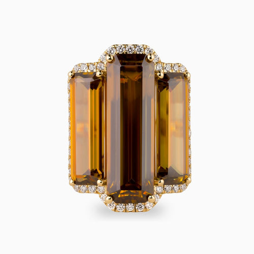 19.45ct Baguette Sphene Step Ring with Diamonds