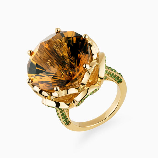 22.44ct Citrine Ring with Tsavorite Accents